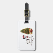 Zwarte en witte kersthond bagagelabel (Voorkant verticaal)