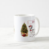 Zwarte en witte kersthond koffiemok (Voorkant rechts)