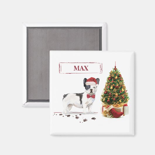 Zwarte en witte kersthond magneet (Voorkant / Achterkant)