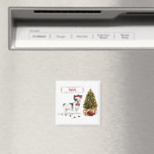 Zwarte en witte kersthond magneet (Insitu (Vaatwasser))