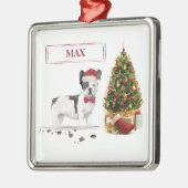 Zwarte en witte kersthond metalen ornament (Links)