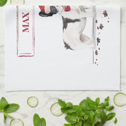 Zwarte en witte kersthond theedoek (Gevouwen)