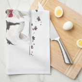 Zwarte en witte kersthond theedoek (Quarter Fold)