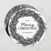 Zwarte en witte kerstkaarten feestdagenkaart (Voorkant / Achterkant)