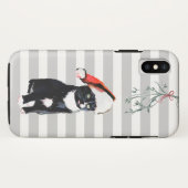 Zwarte en witte kerstkat met kersthoed Case-Mate iPhone case (Achterkant (horizontaal))