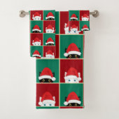 Zwarte en witte kerstkatten bad handdoek (Insitu)