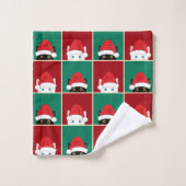 Zwarte en witte kerstkatten bad handdoek (Wasdoekje)