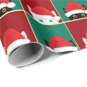 Zwarte en witte kerstkatten cadeaupapier (Rol Hoek)