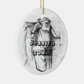 Zwarte en witte kerstkeramische keramische naam keramisch ornament (Rechts)