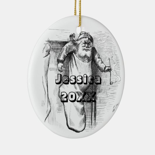 Zwarte en witte kerstkeramische keramische naam keramisch ornament (Rechts)