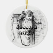 Zwarte en witte kerstkeramische keramische naam keramisch ornament (Voorkant)