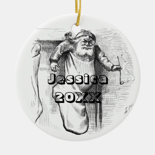Zwarte en witte kerstkeramische keramische naam keramisch ornament (Voorkant)