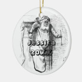 Zwarte en witte kerstkeramische keramische naam keramisch ornament (Links)