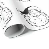  zwarte en witte kerstman cadeaupapier (Rol Hoek)