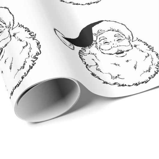  zwarte en witte kerstman cadeaupapier (Rol Hoek)