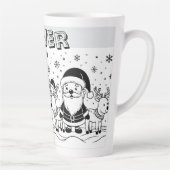 Zwarte en Witte Kerstman met Rendieren Latte Mok (Rechts)