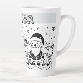 Zwarte en Witte Kerstman met Rendieren Latte Mok