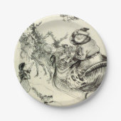  zwarte en witte kerstman Naar de stad Papieren Bordje (Voorkant)