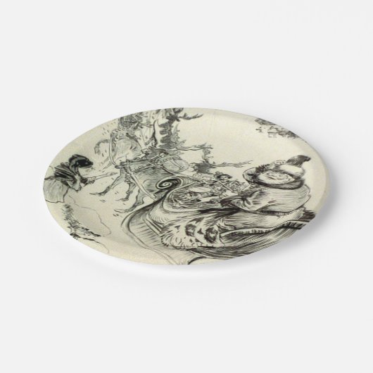  zwarte en witte kerstman Naar de stad Papieren Bordje (Gekanteld)