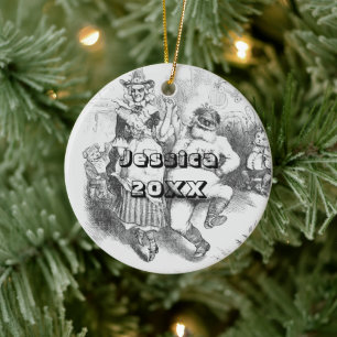Zwarte en witte kerstman, orname keramiek keramisch ornament