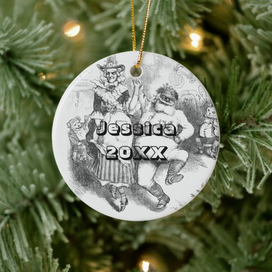 Zwarte en witte kerstman, orname keramiek keramisch ornament (Boom)