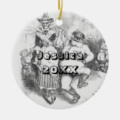 Zwarte en witte kerstman, orname keramiek keramisch ornament (Voorkant)