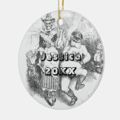 Zwarte en witte kerstman, orname keramiek keramisch ornament (Links)