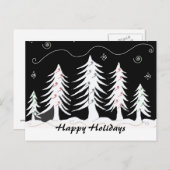 Zwarte en witte kerstscène feestdagenkaart (Voorkant / Achterkant)