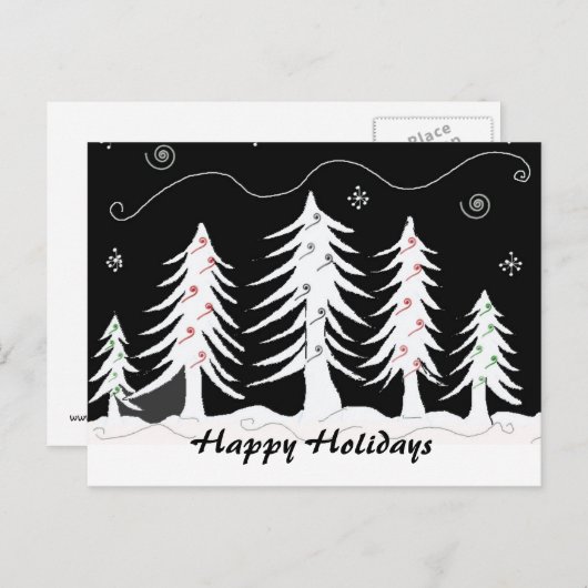 Zwarte en witte kerstscène feestdagenkaart (Voorkant / Achterkant)