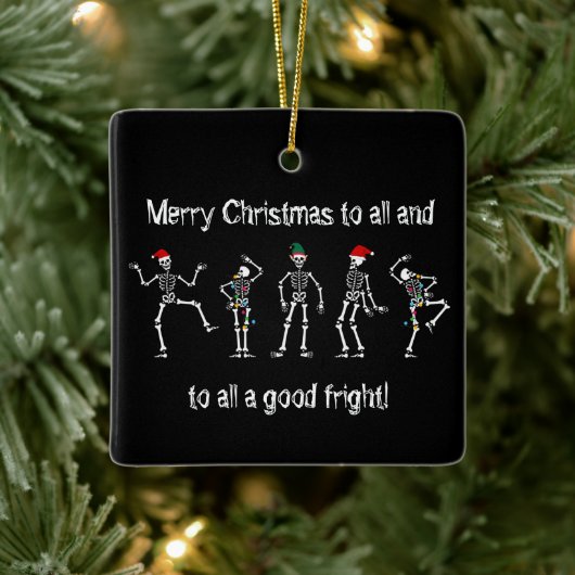 Zwarte en witte kerstskelet keramisch ornament (Boom)