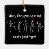 Zwarte en witte kerstskelet keramisch ornament (Voorkant)