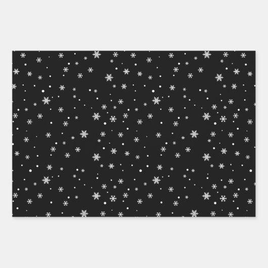 Zwarte en witte kerstsnowflakes inpakpapier vel (Voorkant)