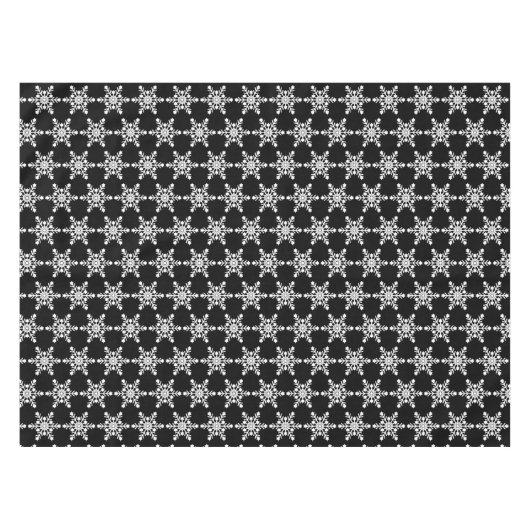 Zwarte en witte kerstsnowflakes tafelkleed (Voorkant (Horizontaal))