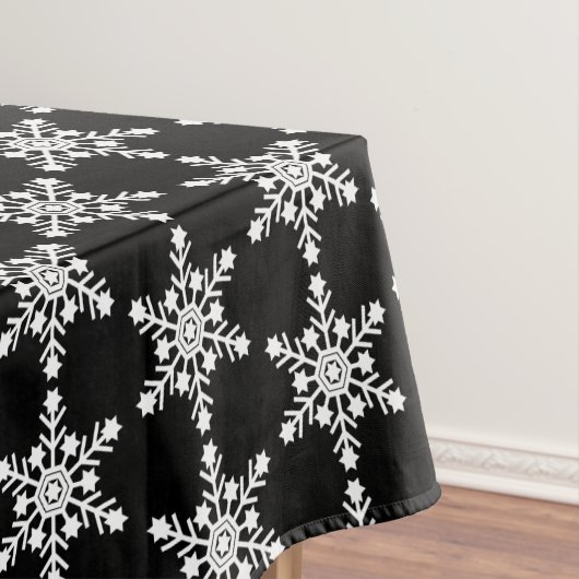 Zwarte en witte kerstsnowflakes tafelkleed (Voorbeeld)