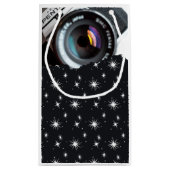 Zwarte en witte kerststerren van fotograaf klein cadeauzakje (Achterkant)