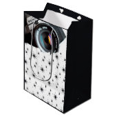 Zwarte en witte kerststerren van fotograaf medium cadeauzakje (Voorkant Gekanteld)