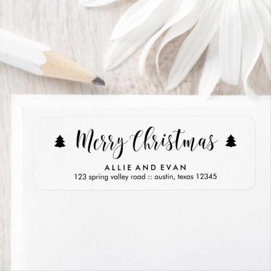 Zwarte en witte kersttangen etiket (Insitu)