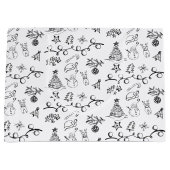 Zwarte en witte kersttekeningen groot cadeauzakje