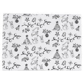 Zwarte en witte kersttekeningen groot cadeauzakje