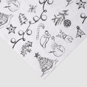 Zwarte en witte kersttekeningen tissuepapier (Detail)