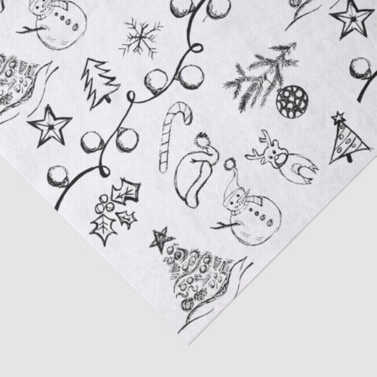 Zwarte en witte kersttekeningen tissuepapier (Detail)