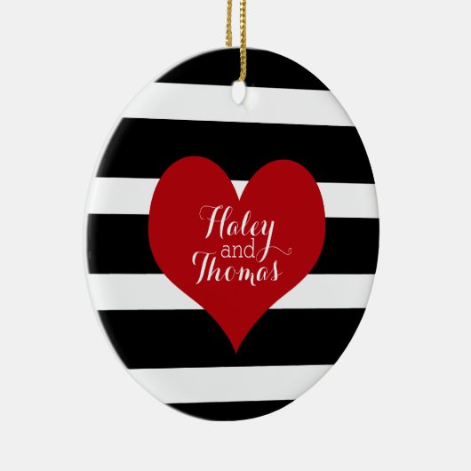 Zwarte en witte kerstversiering keramisch ornament (Rechts)