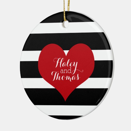 Zwarte en witte kerstversiering keramisch ornament (Links)