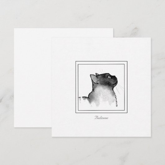 Zwarte en witte ketch van een Balinese kat Notitiekaartje (Voorkant / Achterkant)