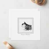 Zwarte en witte ketting - Binnenlands horthair kat Notitiekaartje (Voorkant / Achterkant in situ)