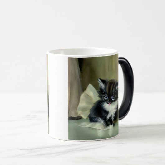 zwarte en witte keuken tongen tikken uit magische mok (Voorkant rechts)