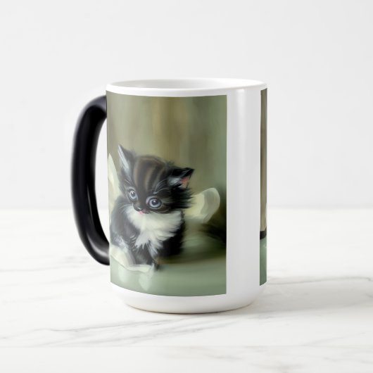  zwarte en witte keuken tongen tikken uit magische mok (Voorkant links)