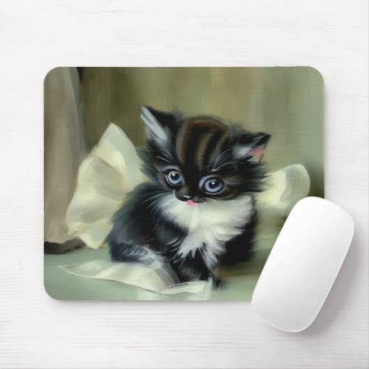 zwarte en witte keuken tongen tikken uit muismat (Met muis)