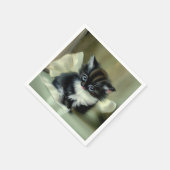  zwarte en witte keuken tongen tikken uit servet (Hoek)