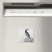 Zwarte en witte Kingfisher Magneet (Insitu (Vaatwasser))